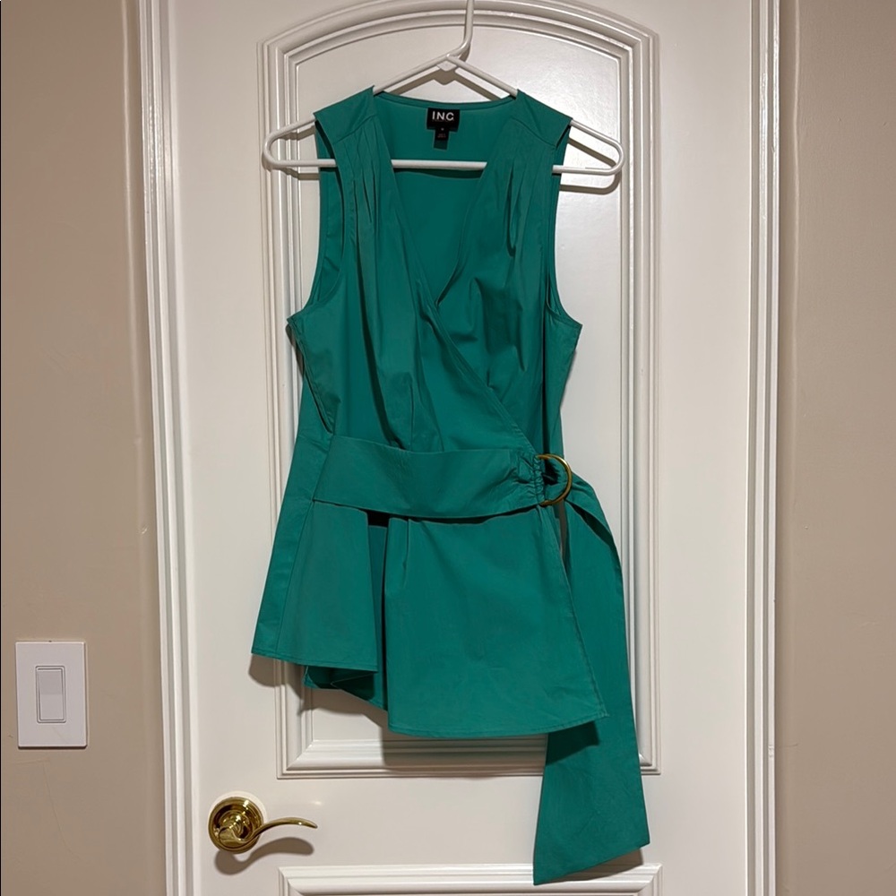 INC International Concepts Teal Asymmetrical Blouse